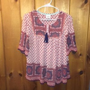Bohemian short sleeve blouse